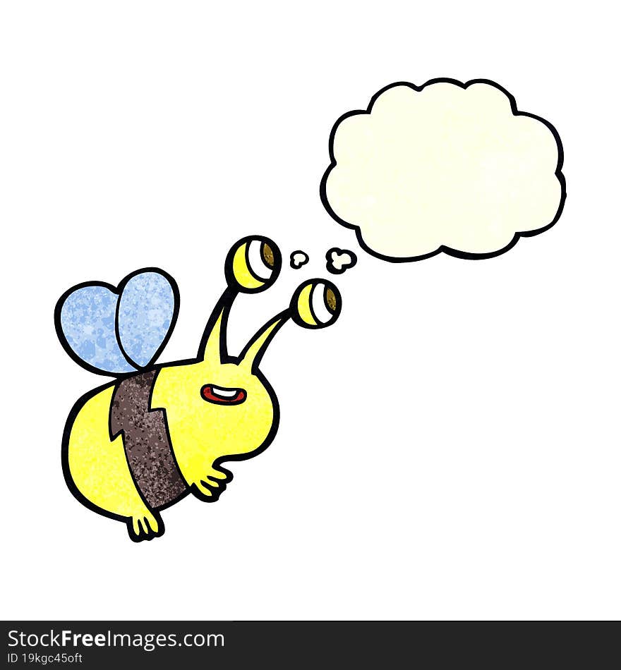 cartoon happy bee with thought bubble