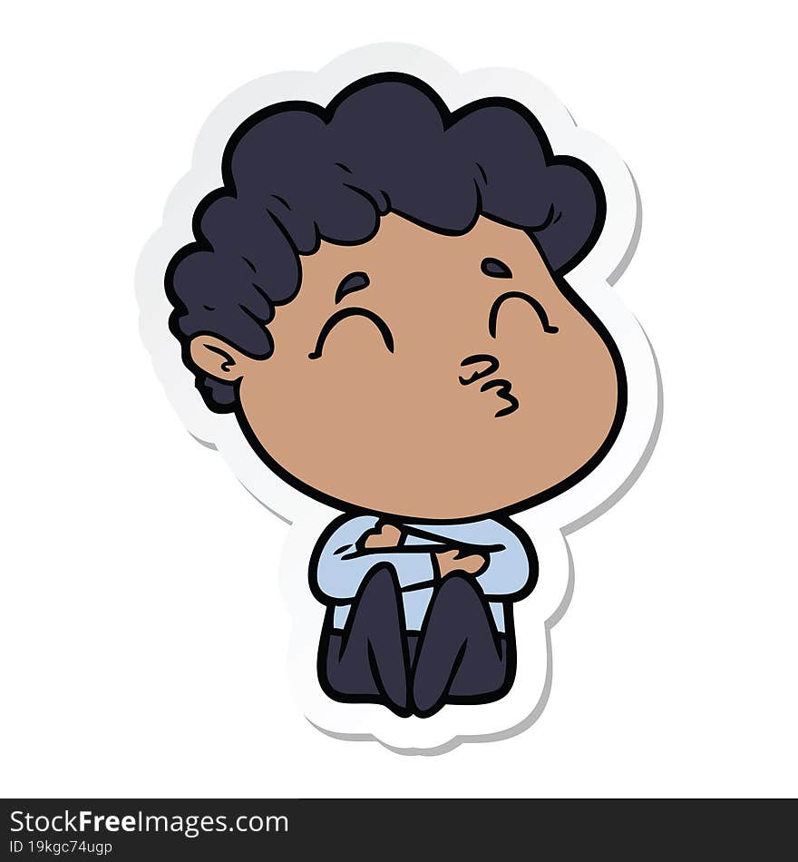 sticker of a cartoon man pouting