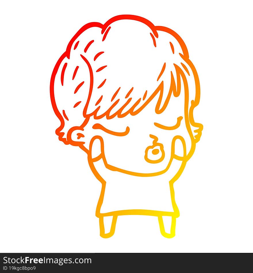 warm gradient line drawing cartoon woman with eyes shut