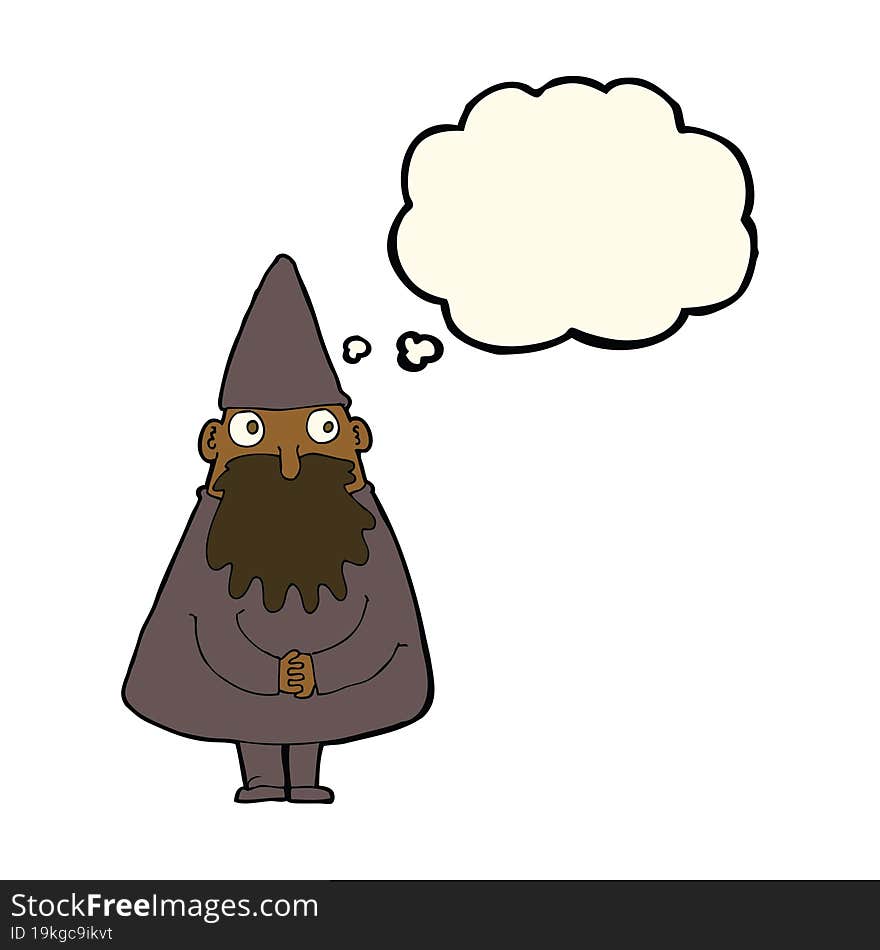 cartoon wizard with thought bubble