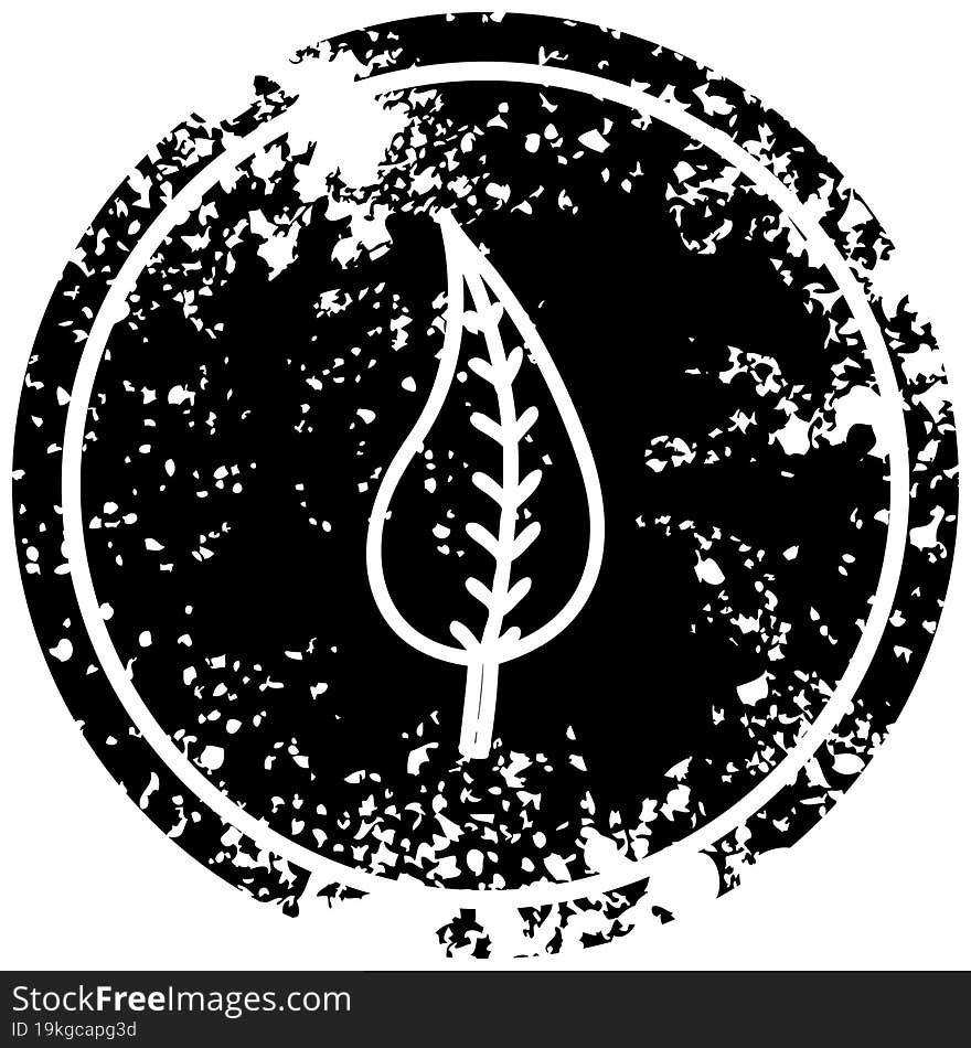 natural leaf distressed icon symbol