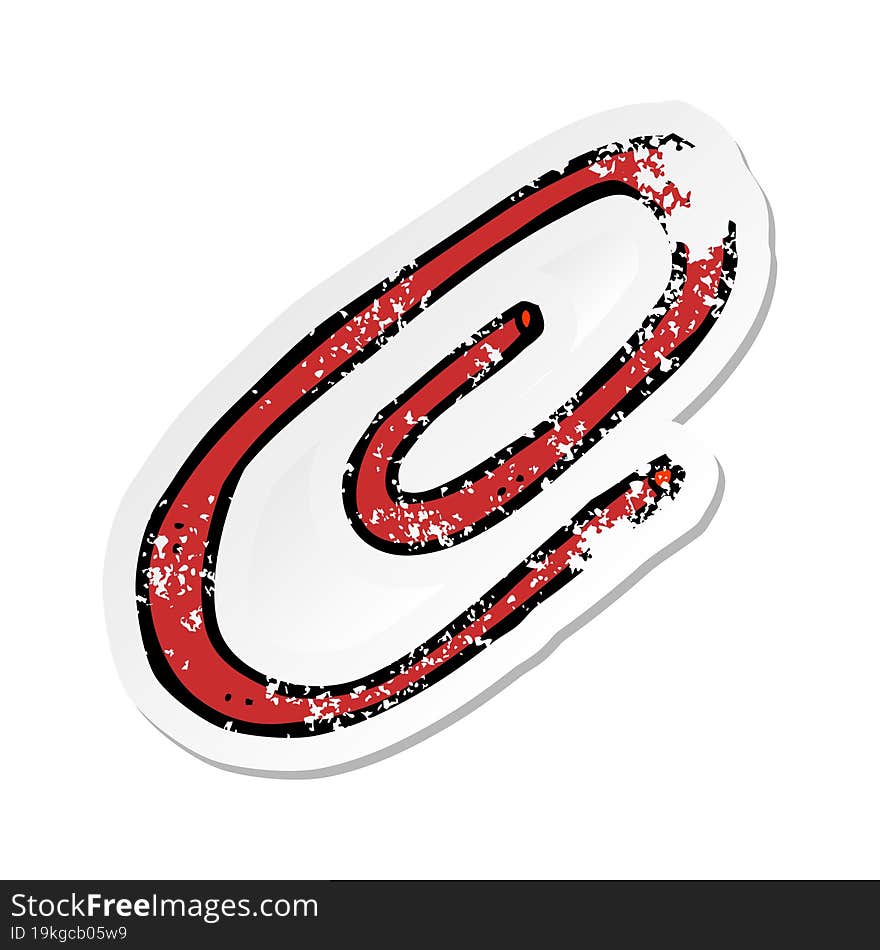 Retro Distressed Sticker Of A Cartoon Paperclip