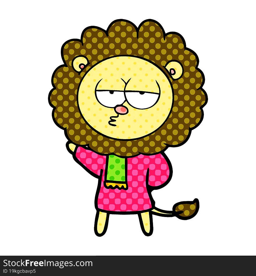 cartoon bored lion. cartoon bored lion