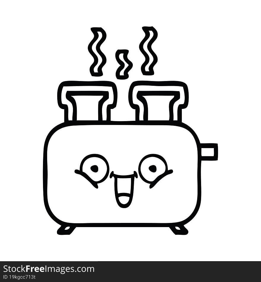 line drawing cartoon of a toaster