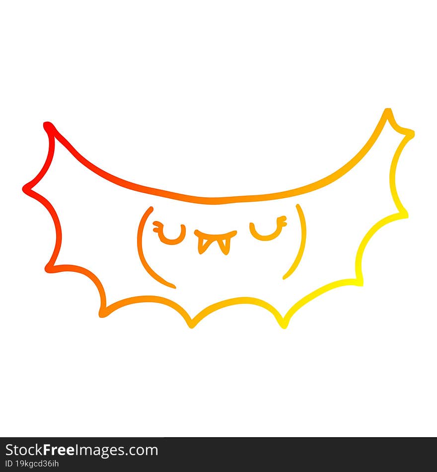 warm gradient line drawing cartoon vampire bat