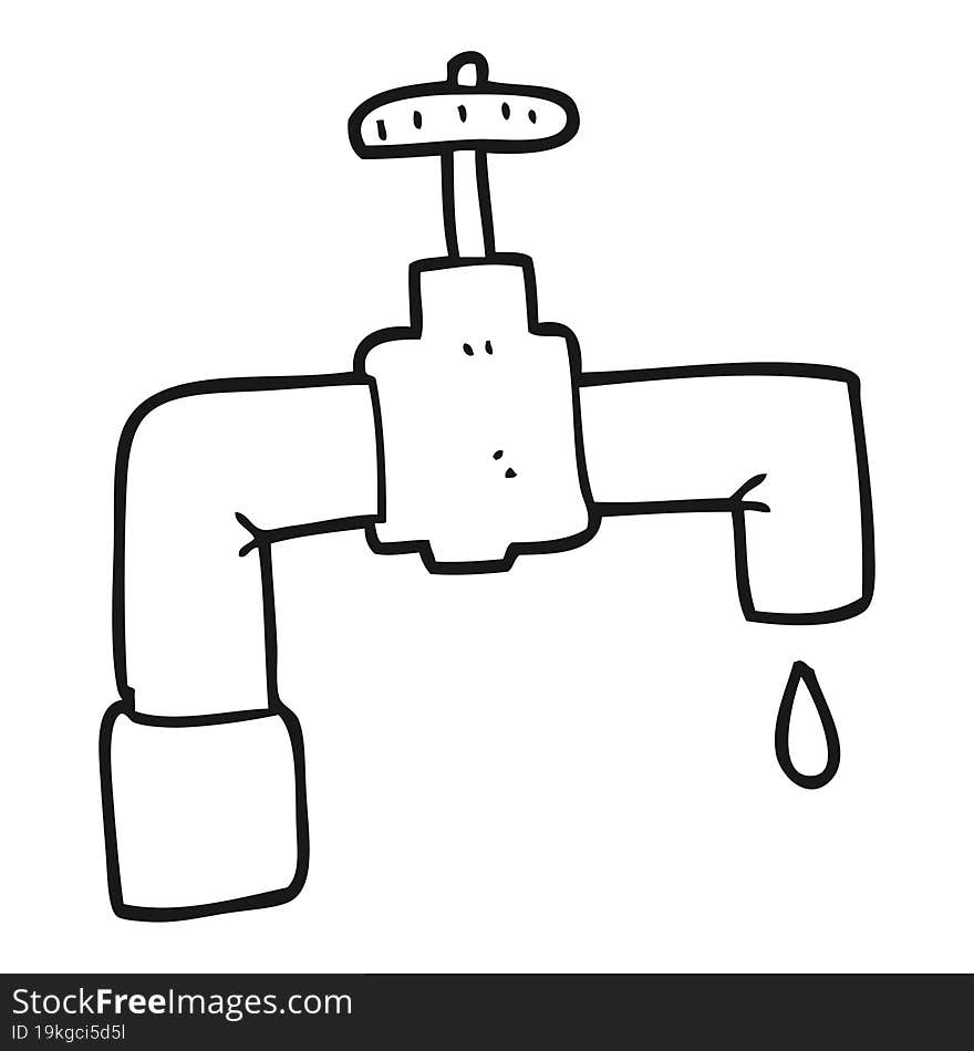 black and white cartoon dripping faucet