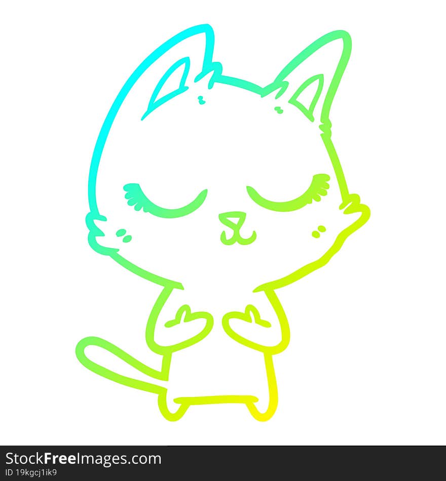 cold gradient line drawing calm cartoon cat