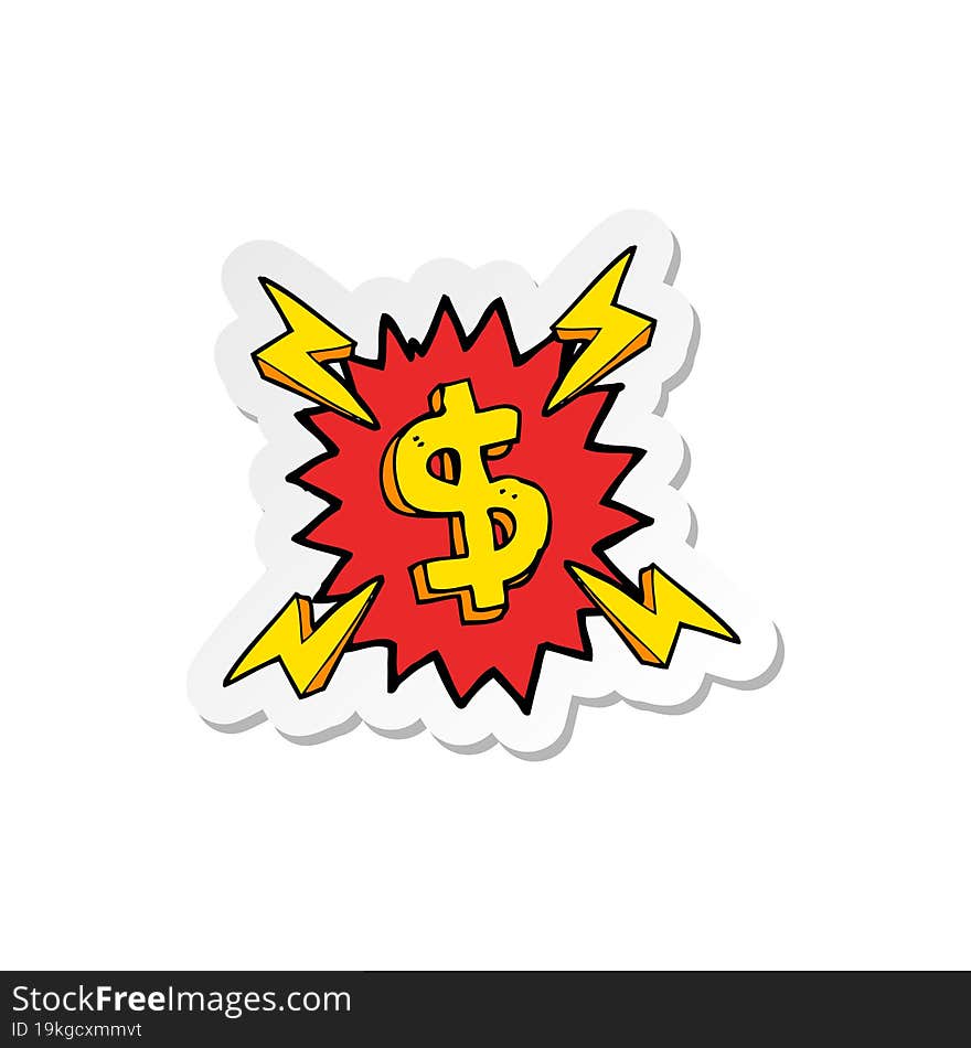 sticker of a cartoon dollar symbol