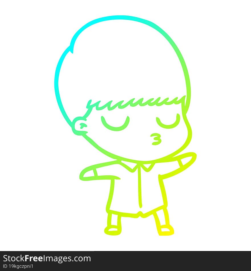 cold gradient line drawing cartoon calm boy