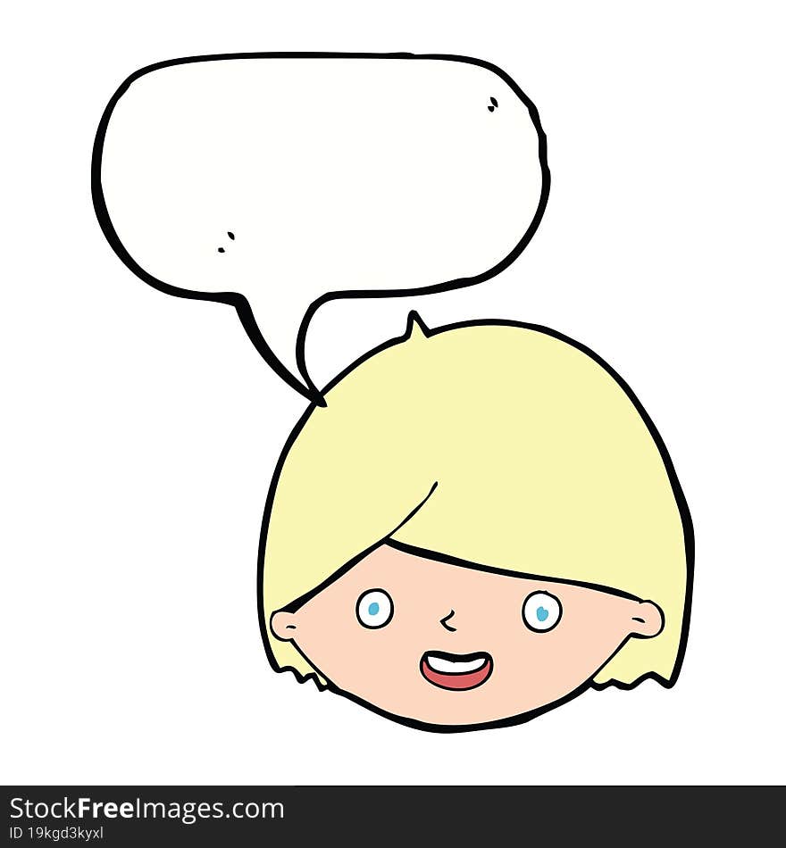 Cartoon Happy Face With Speech Bubble