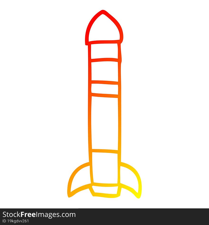 warm gradient line drawing cartoon tall rocket