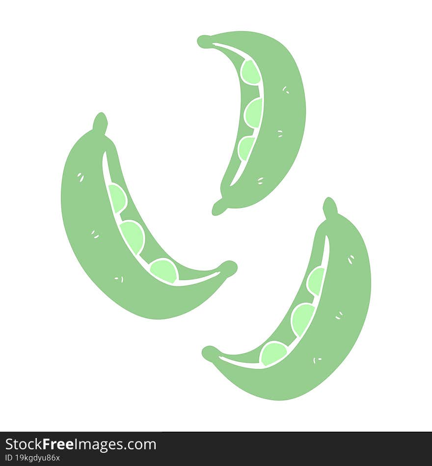 Flat Color Illustration Of A Cartoon Peas