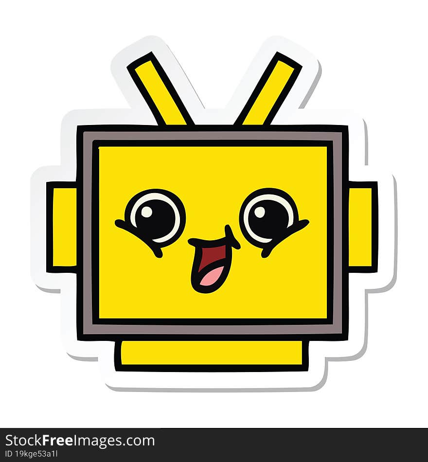 Sticker Of A Cute Cartoon Robot Head