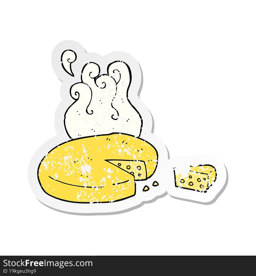 retro distressed sticker of a cartoon cheese