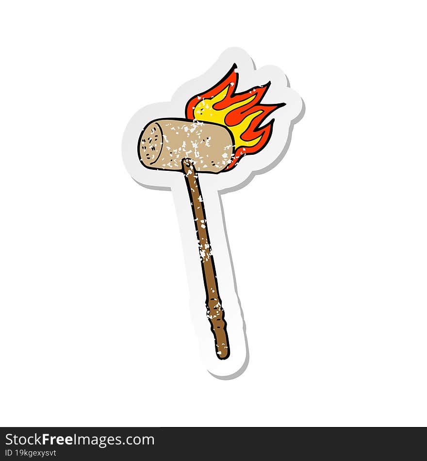 retro distressed sticker of a cartoon croquet mallet and ball