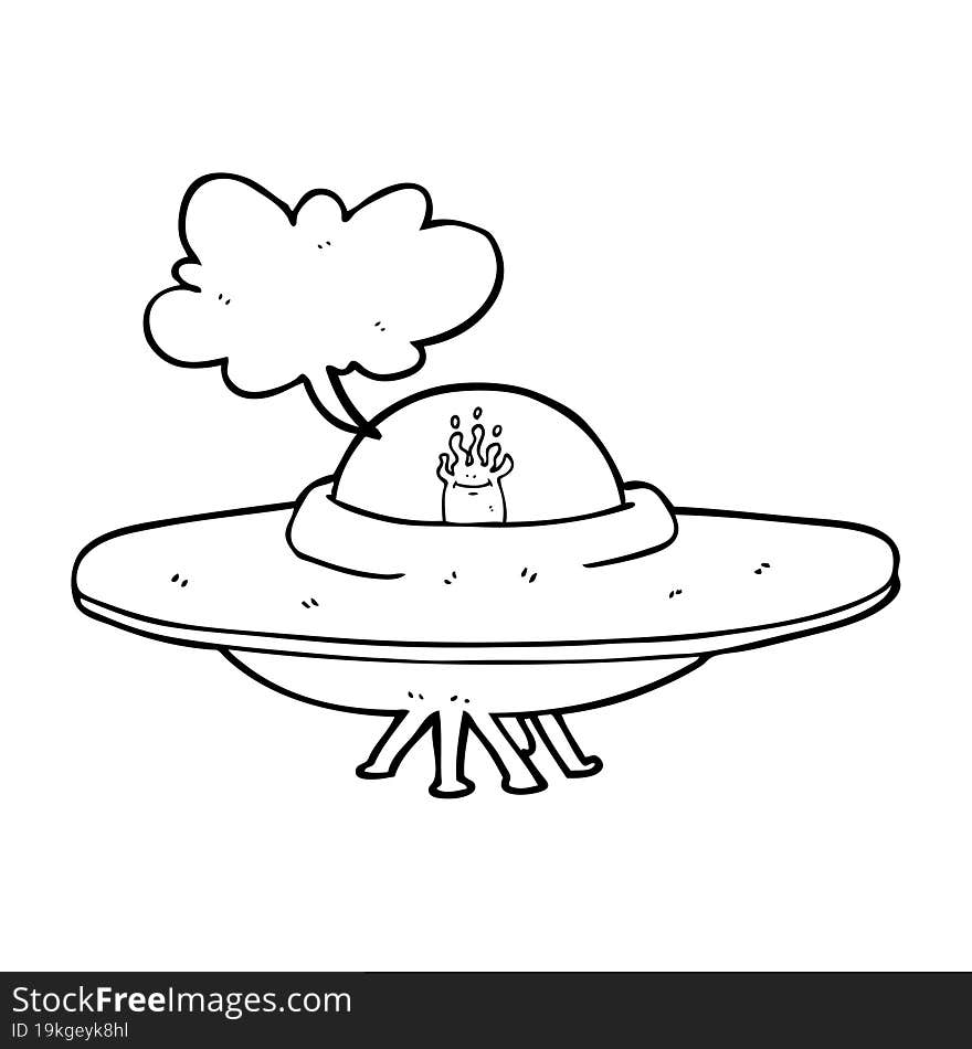 freehand drawn speech bubble cartoon flying saucer