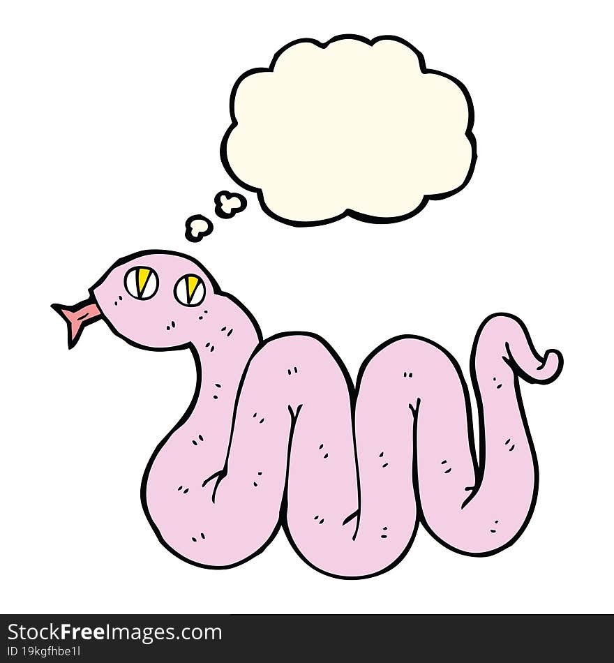 Funny Cartoon Snake With Thought Bubble