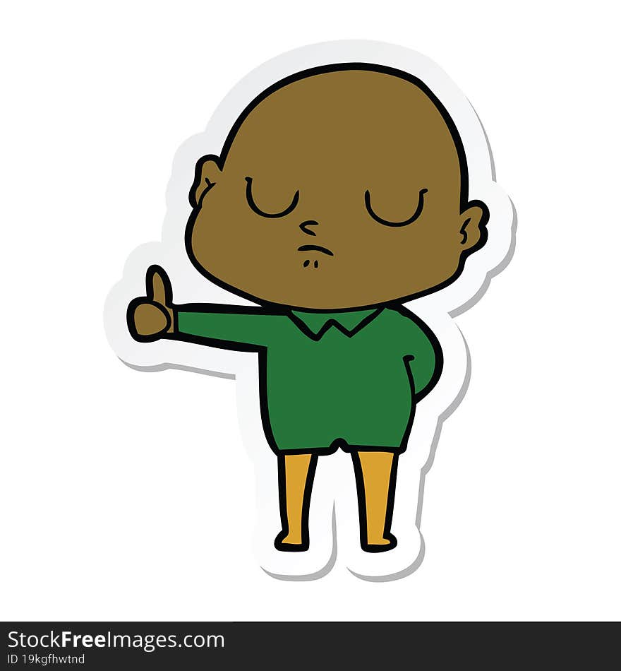 Sticker Of A Cartoon Bald Man