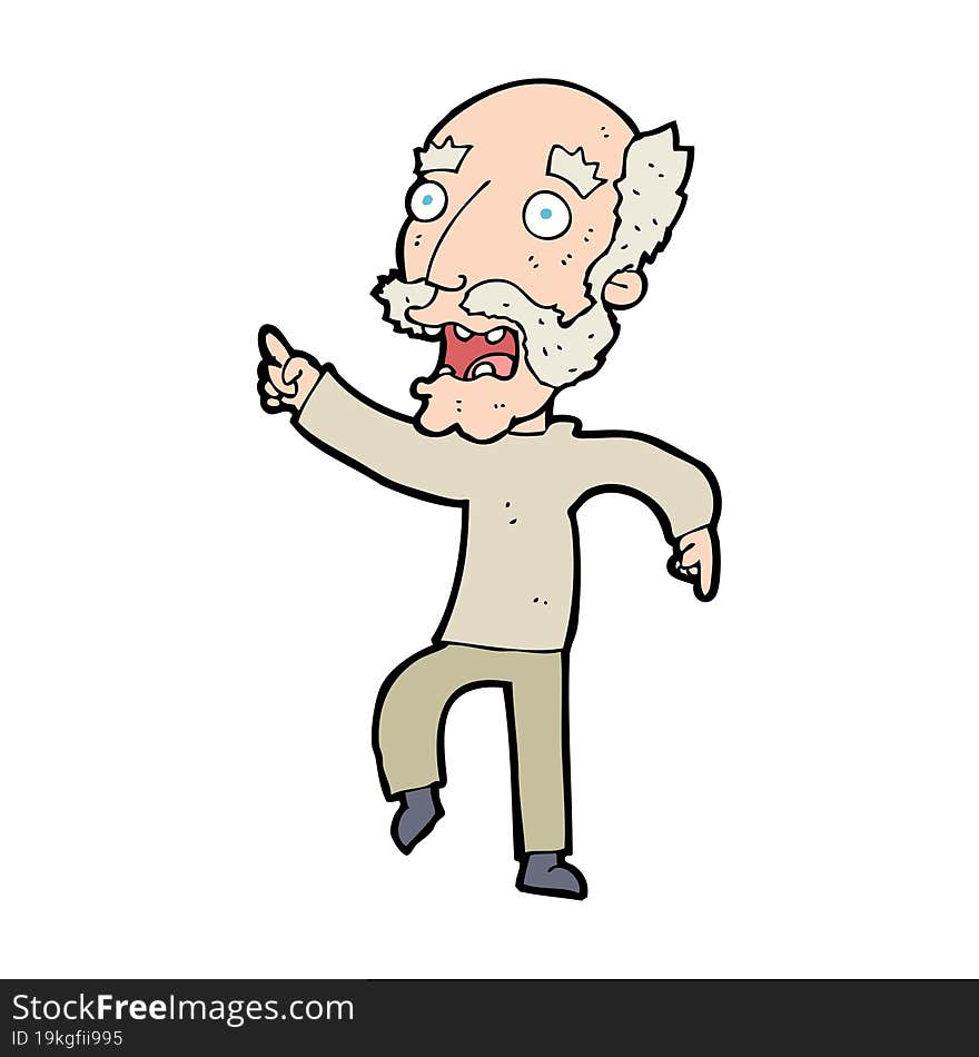 cartoon frightened old man