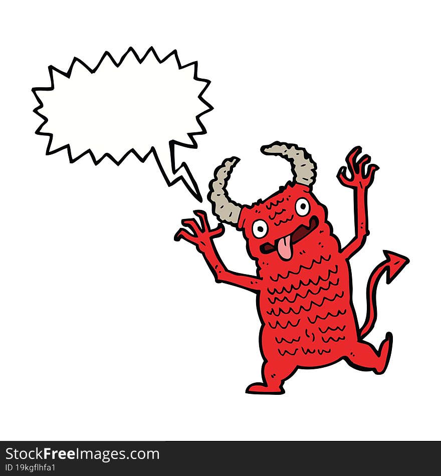 Cartoon Demon With Speech Bubble