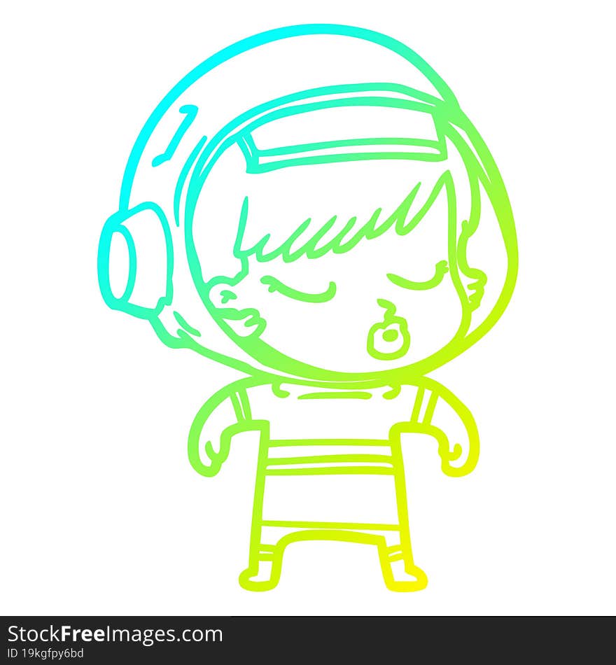 cold gradient line drawing cartoon pretty astronaut girl