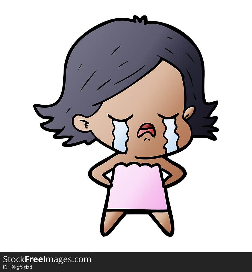 cartoon girl crying. cartoon girl crying