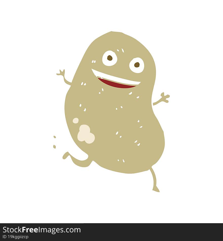 flat color illustration of a cartoon potato running