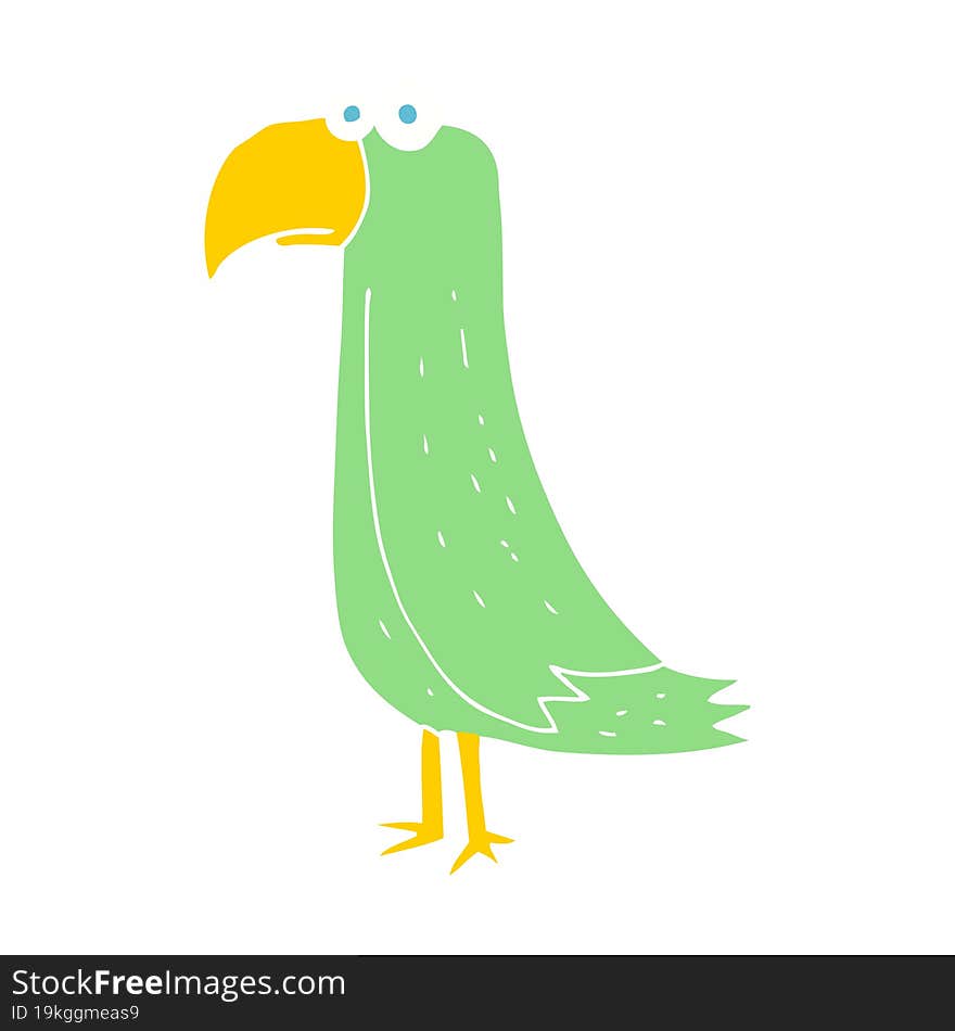 flat color illustration of a cartoon parrot