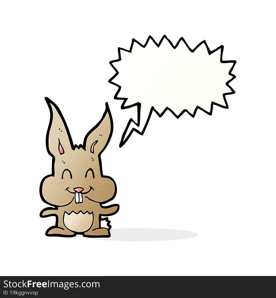 cartoon rabbit with speech bubble