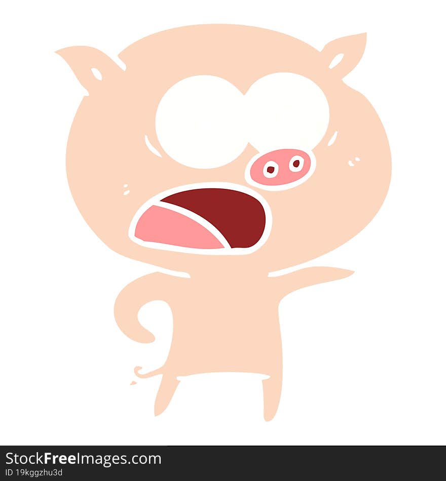 flat color style cartoon pig shouting