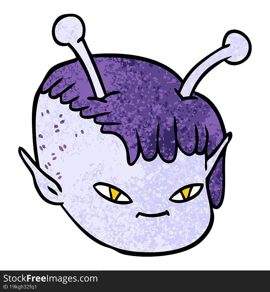 cartoon alien space girl face. cartoon alien space girl face