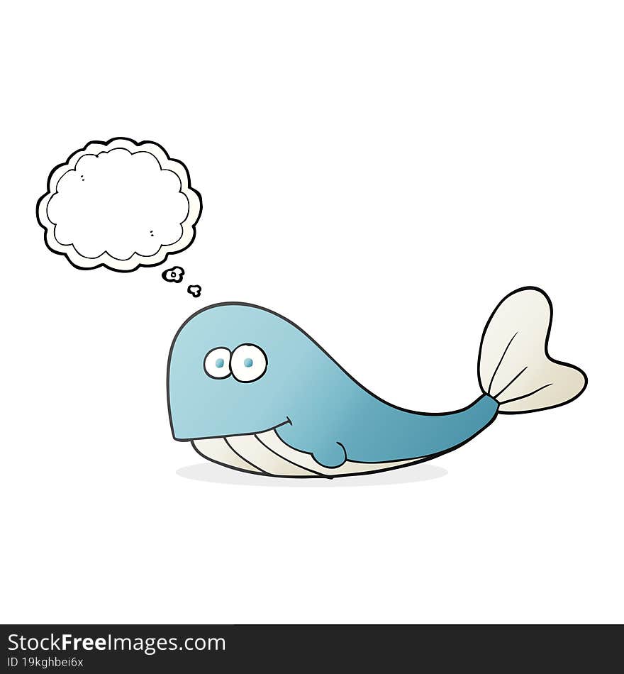 freehand drawn thought bubble cartoon whale