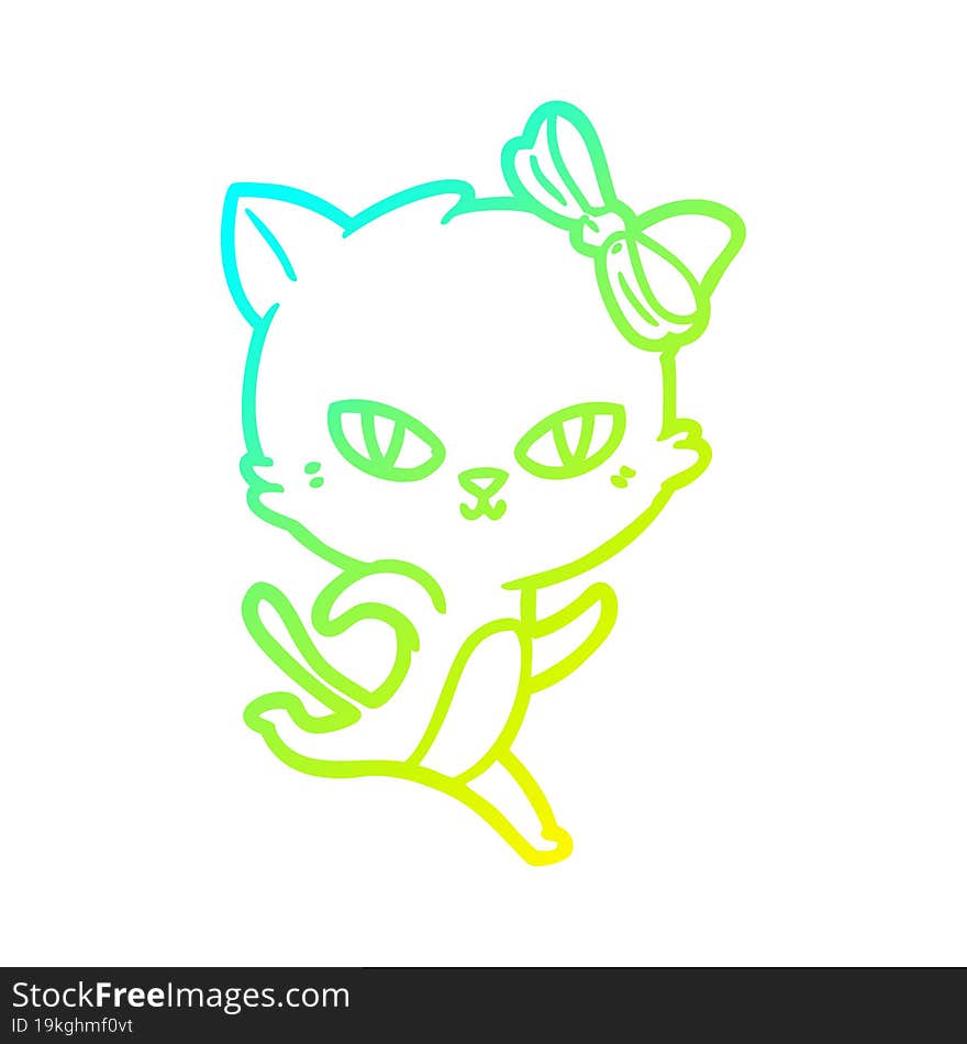 Cold Gradient Line Drawing Cute Cartoon Cat