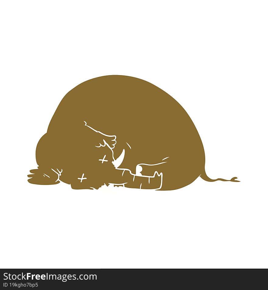 Flat Color Style Cartoon Dead Mammoth