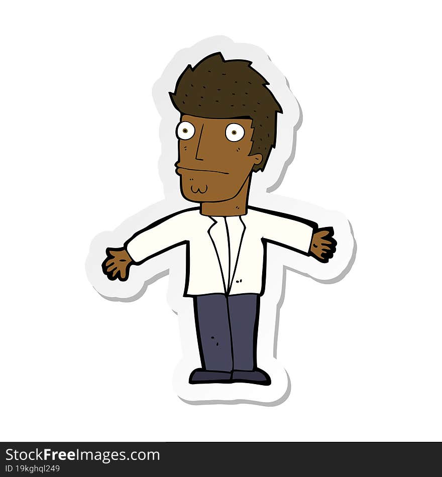 sticker of a cartoon confused man