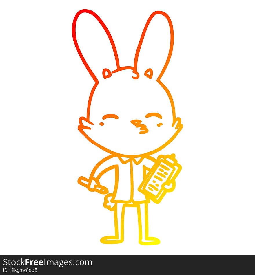 warm gradient line drawing office bunny cartoon