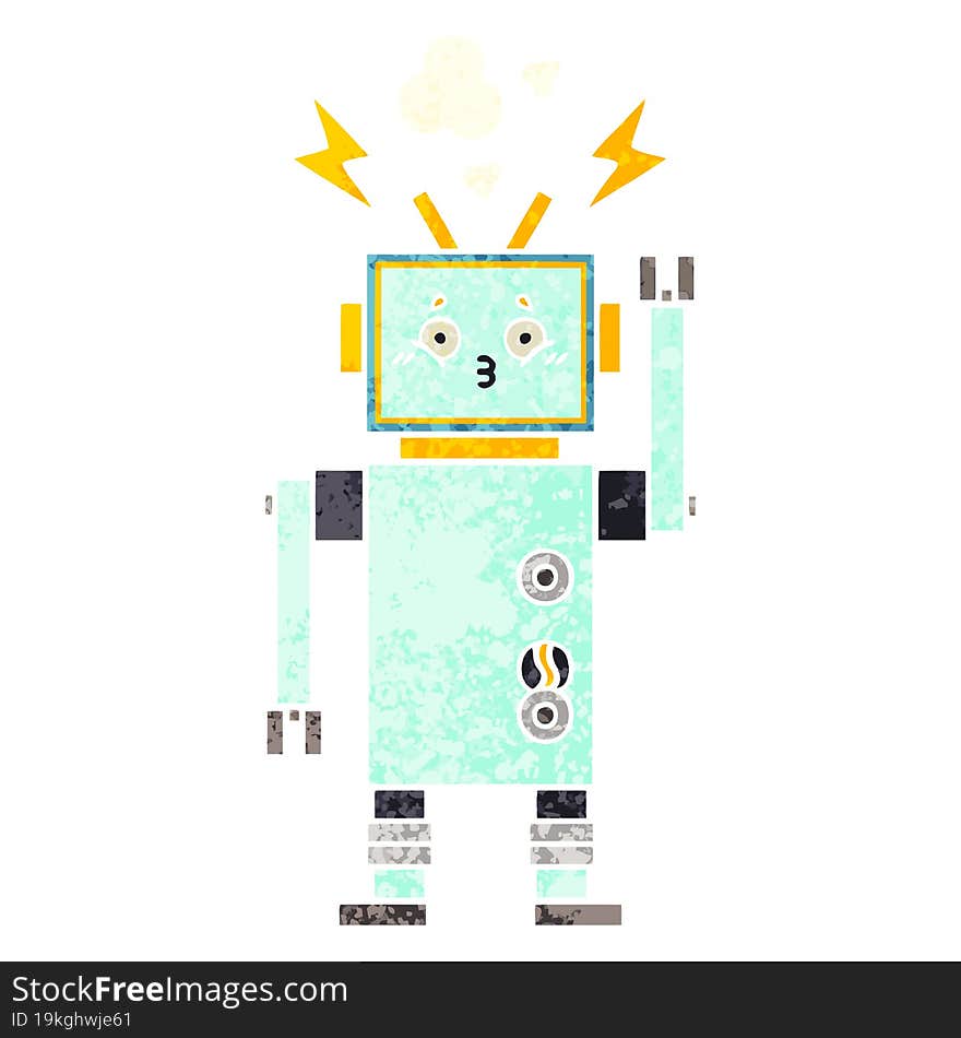 Retro Illustration Style Cartoon Robot