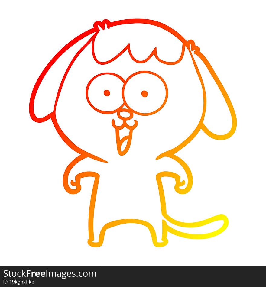 warm gradient line drawing of a cute cartoon dog