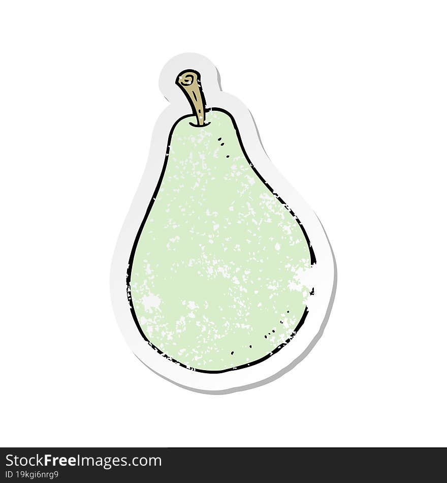 retro distressed sticker of a cartoon pear