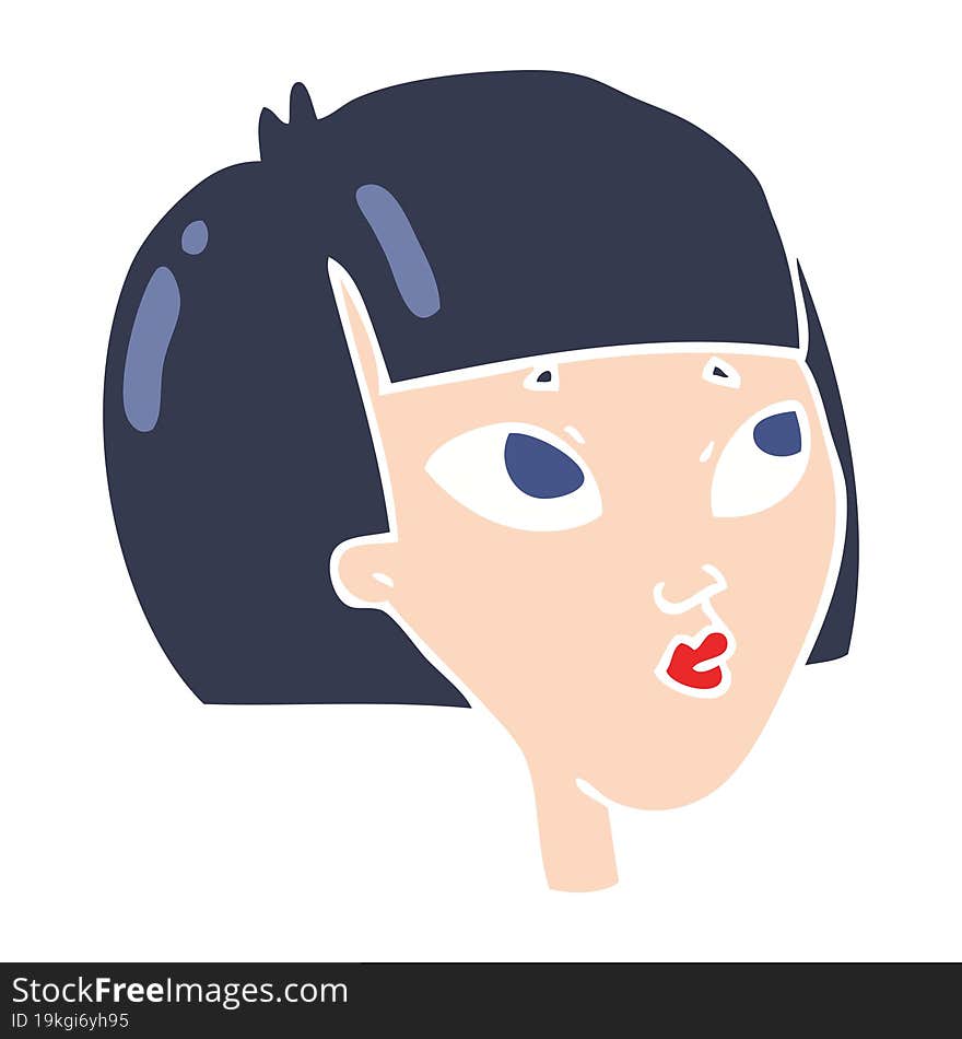 flat color illustration of female face. flat color illustration of female face