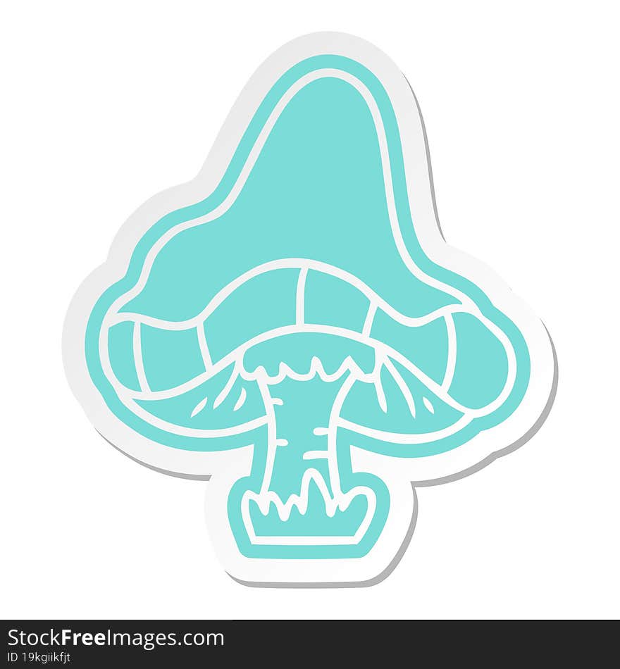 Cartoon Sticker Of A Single Mushroom