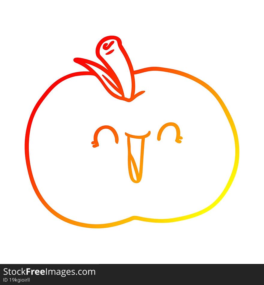 warm gradient line drawing cartoon laughing apple