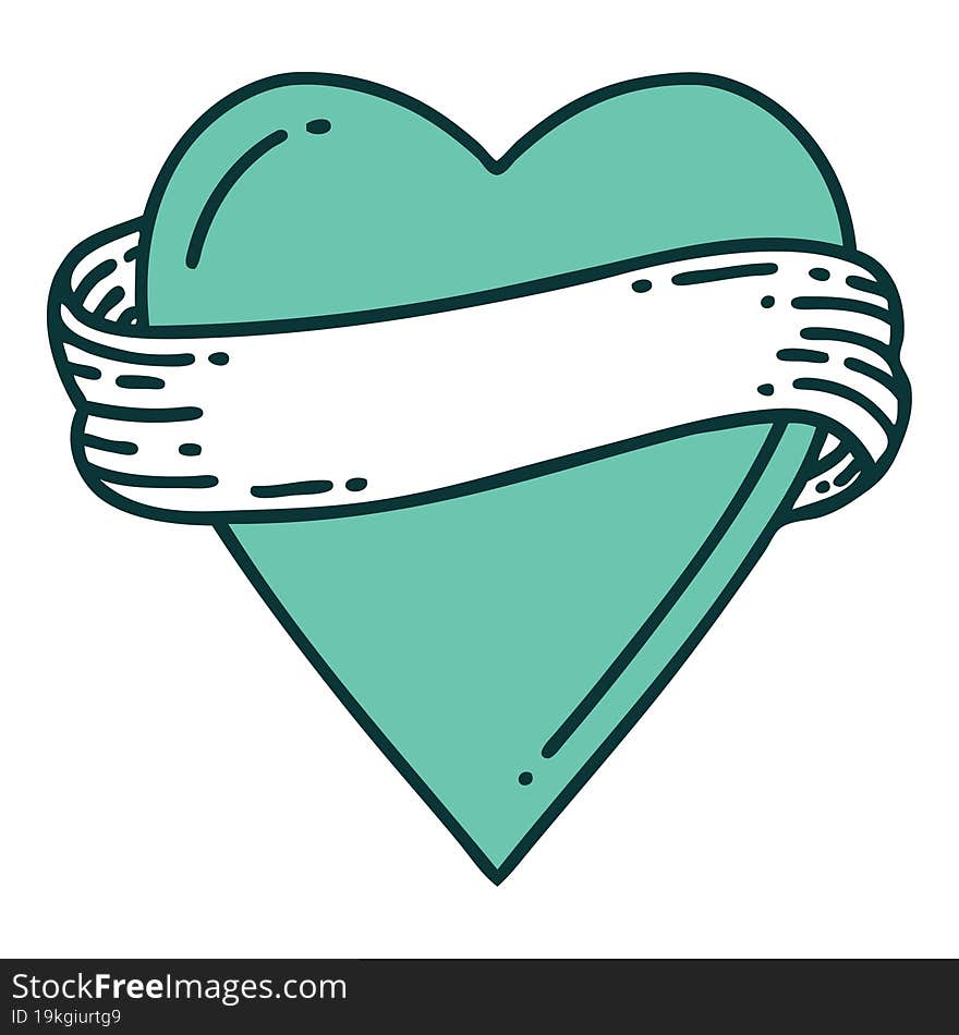 Tattoo Style Icon Of A Heart And Banner