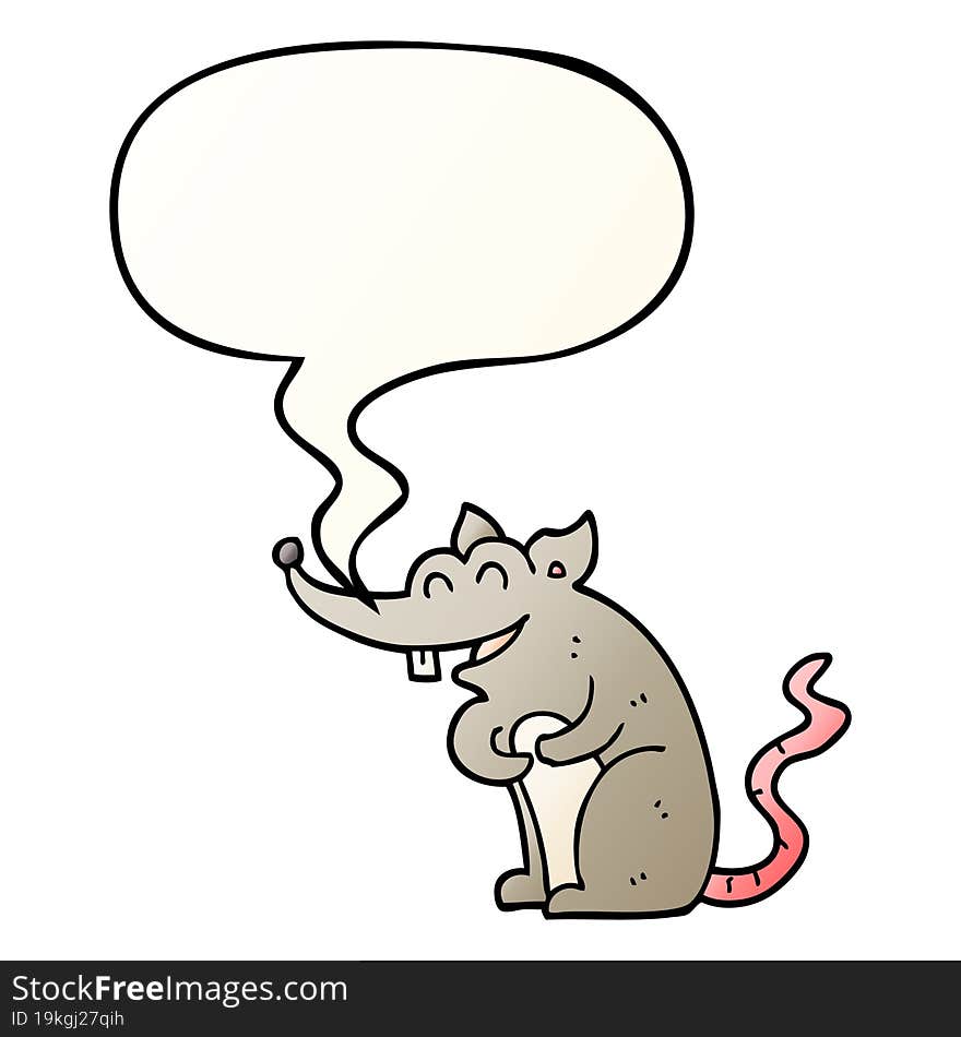 cartoon rat with speech bubble in smooth gradient style