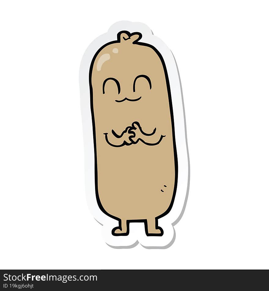 Sticker Of A Cartoon Sausage