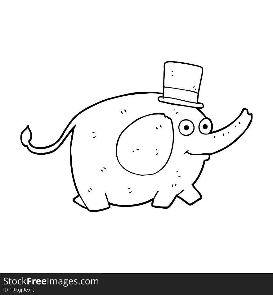 black and white cartoon elephant