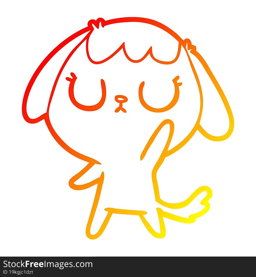 Warm Gradient Line Drawing Cute Cartoon Dog