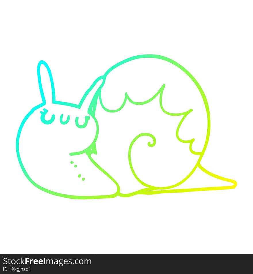 cold gradient line drawing of a cute cartoon snail