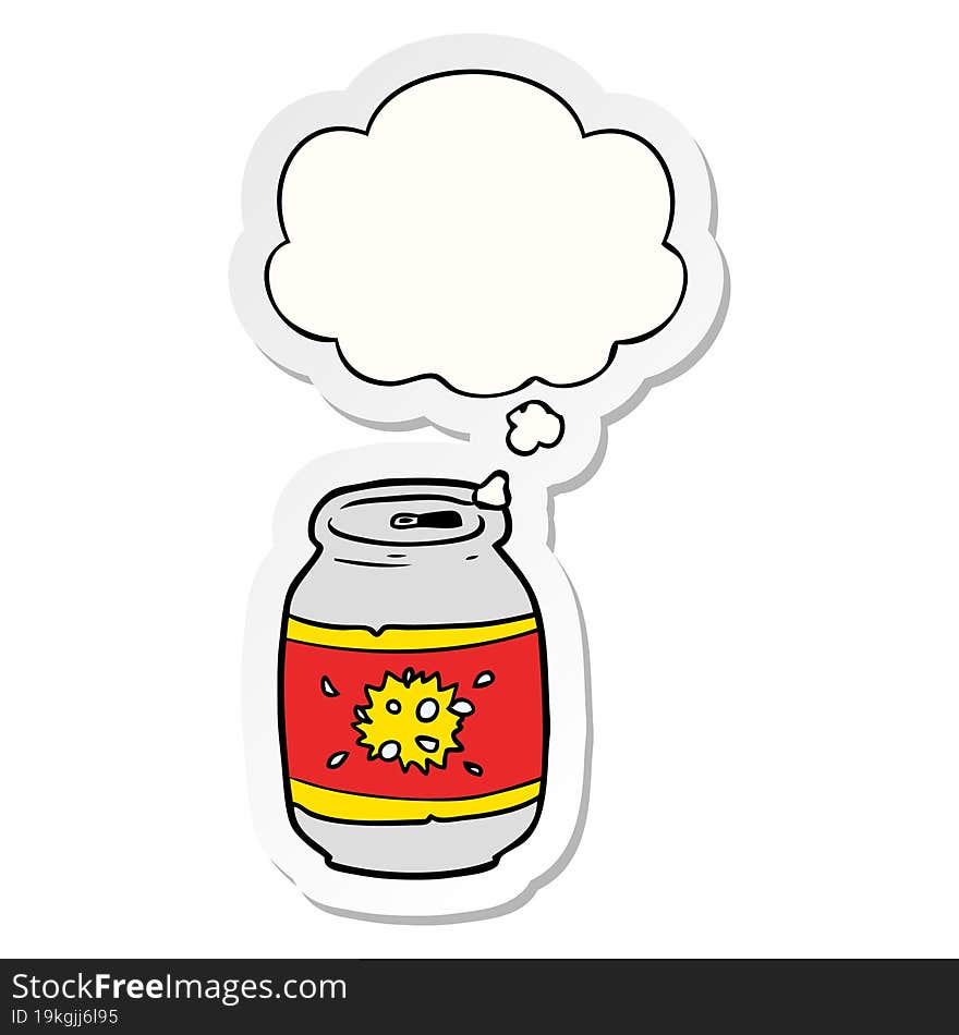 cartoon soda can and thought bubble as a printed sticker