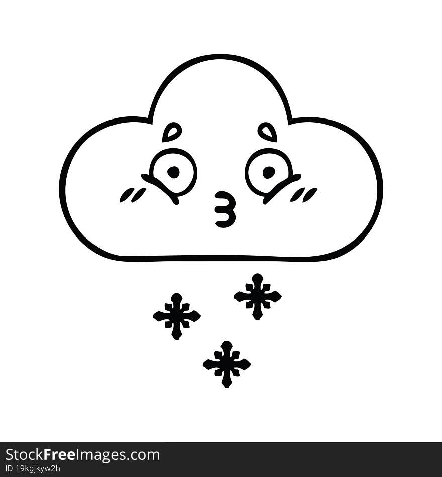 line drawing cartoon snow cloud